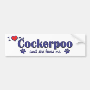 Adesivo Para Carro Eu amo meu Cockerpoo (o cão fêmea)