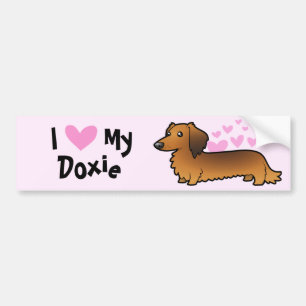 Adesivo Para Carro Eu amo meu Dachshund (longhair)