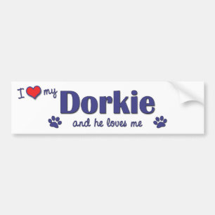 Adesivo Para Carro Eu amo meu Dorkie (o cão masculino)