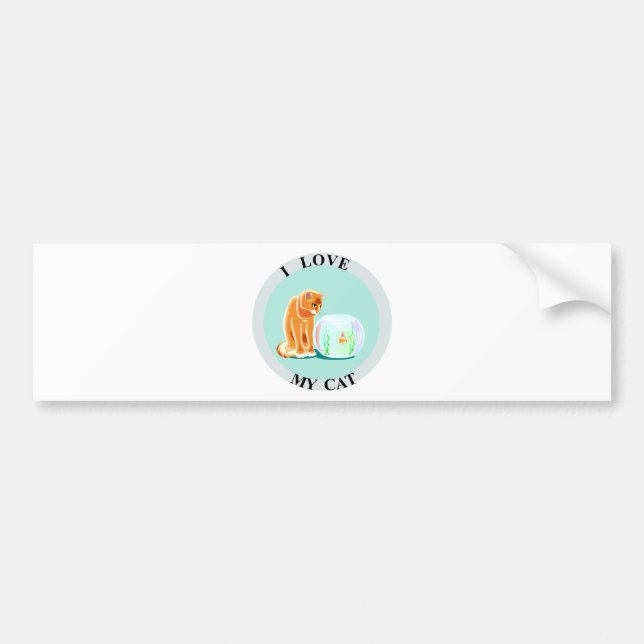 Adesivo Para Carro Eu amo meu gato! (Frente)