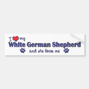 Adesivo Para Carro Eu amo meu german shepherd branco (o cão fêmea)