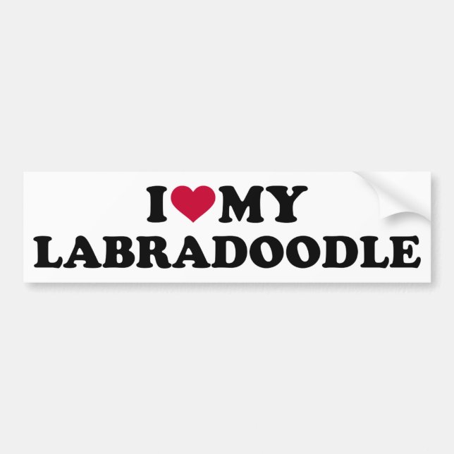 Adesivo Para Carro Eu amo meu Labradoodle (Frente)