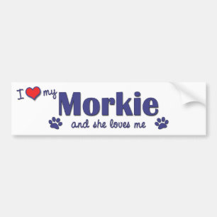 Adesivo Para Carro Eu amo meu Morkie (o cão fêmea)