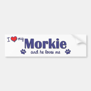Adesivo Para Carro Eu amo meu Morkie (o cão masculino)
