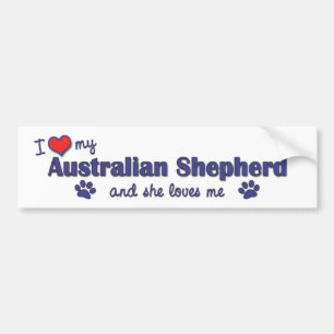 Adesivo Para Carro Eu amo meu pastor australiano (o cão fêmea)
