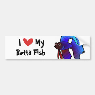 Adesivo Para Carro Eu Amo Meu Peixe Betta / Peixe Combatente Siamês
