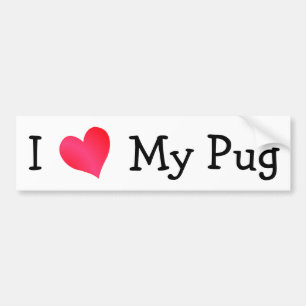 Adesivo Para Carro Eu Amo Meu Pug