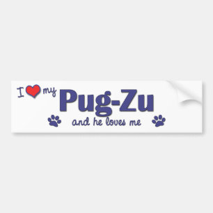 Adesivo Para Carro Eu amo meu pug-Zu (o cão masculino)