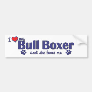Adesivo Para Carro Eu amo meu pugilista de Bull (o cão fêmea)