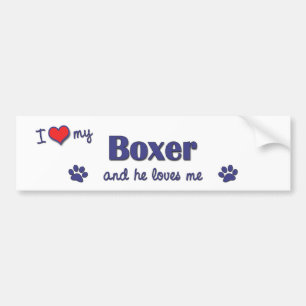 Adesivo Para Carro Eu amo meu pugilista (o cão masculino)