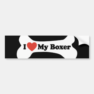 Adesivo Para Carro Eu amo meu pugilista - osso de cão