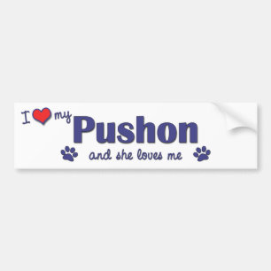 Adesivo Para Carro Eu amo meu Pushon (o cão fêmea)
