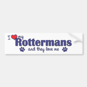 Adesivo Para Carro Eu amo meu Rottermans (os cães múltiplos)