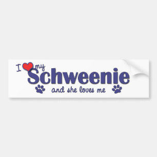 Adesivo Para Carro Eu amo meu Schweenie (o cão fêmea)