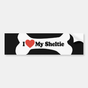 Adesivo Para Carro Eu amo meu Sheltie - osso de cão