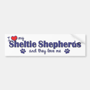 Adesivo Para Carro Eu amo meu Sheltie Shepherds (os cães múltiplos)