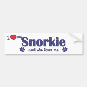 Adesivo Para Carro Eu amo meu Snorkie (o cão fêmea)