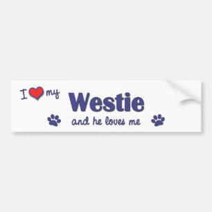 Adesivo Para Carro Eu amo meu Westie (o cão masculino)