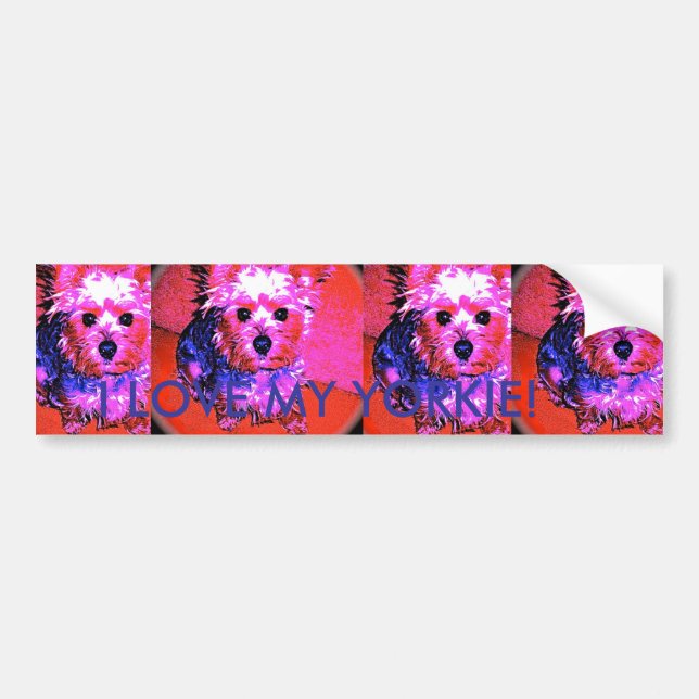 Adesivo Para Carro EU AMO MEU YORKIE!  Autocolante no vidro traseiro (Frente)