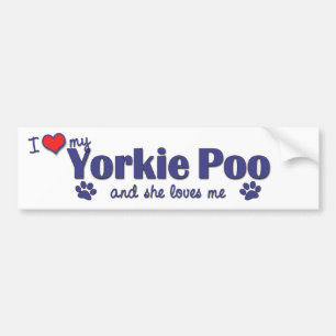 Adesivo Para Carro Eu amo meu Yorkie Poo (o cão fêmea)