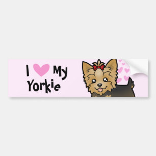Adesivo Para Carro Eu amo meu yorkshire terrier (o cabelo curto com