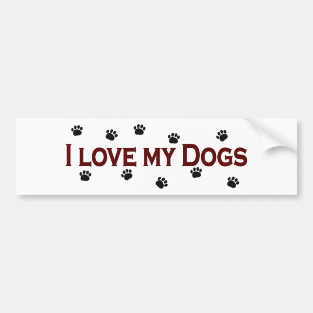 Adesivo Para Carro Eu amo meus cães (Frente)