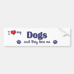Adesivo Para Carro Eu amo meus cães (os cães múltiplos)
