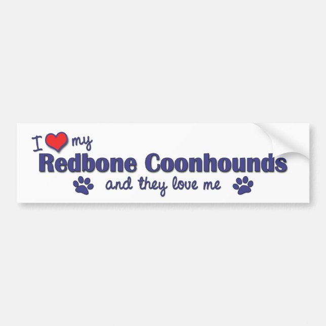 Adesivo Para Carro Eu amo meus Coonhounds de Redbone (os cães (Frente)