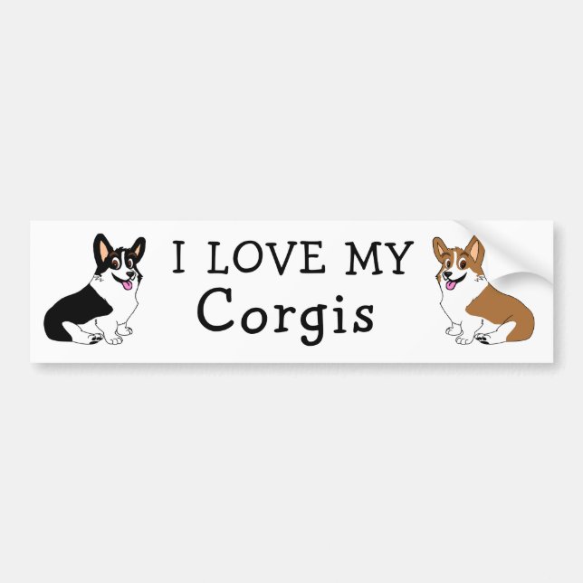 Adesivo Para Carro Eu amo meus Corgis (Frente)