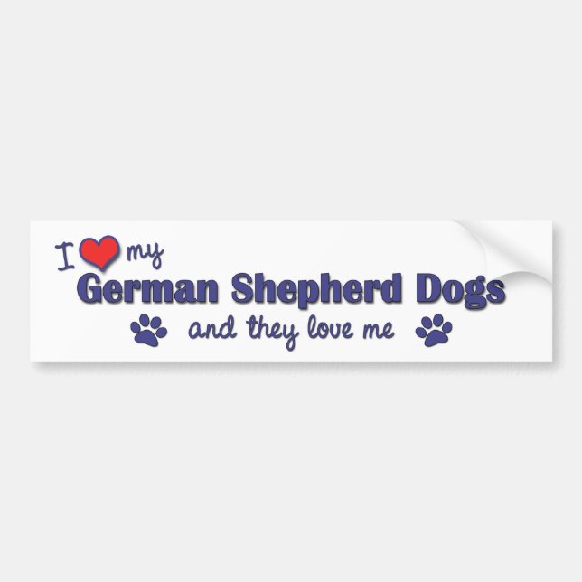 Adesivo Para Carro Eu amo meus german shepherd (os cães múltiplos) (Frente)