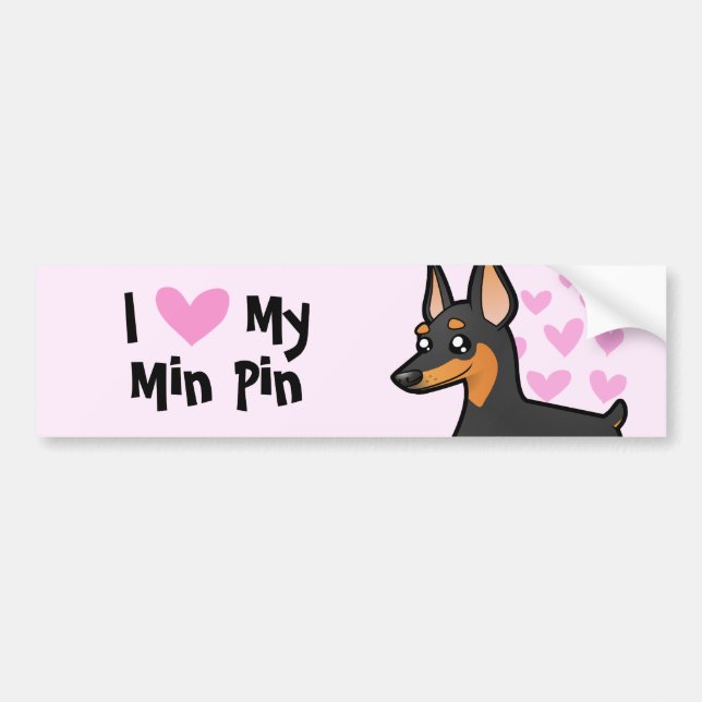 Adesivo Para Carro Eu amo meus Pinscher diminuto/Manchester Terrier (Frente)
