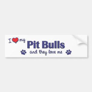 Adesivo Para Carro Eu amo meus pitbull (os cães múltiplos)