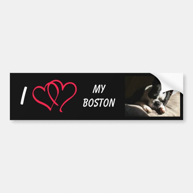 Adesivo Para Carro Eu amo minha Boston (Frente)