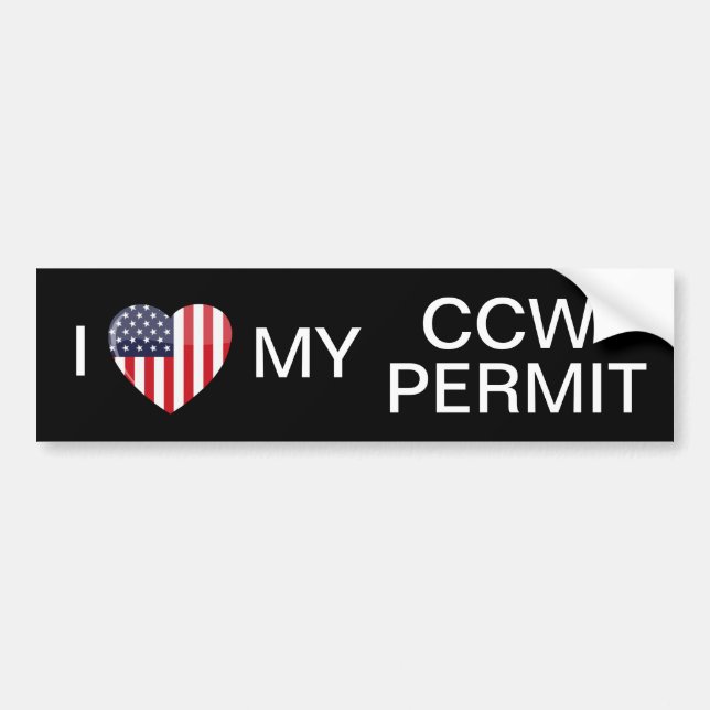 Adesivo Para Carro Eu amo minha licença do ccw (Frente)