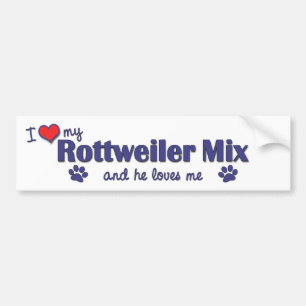 Adesivo Para Carro Eu amo minha mistura de Rottweiler (o cão