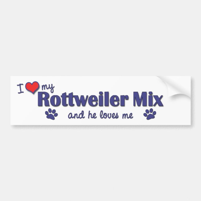 Adesivo Para Carro Eu amo minha mistura de Rottweiler (o cão (Frente)