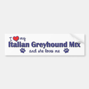 Adesivo Para Carro Eu amo minha mistura do galgo italiano (o cão