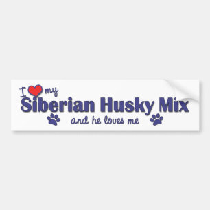 Adesivo Para Carro Eu amo minha mistura do rouco Siberian (o cão