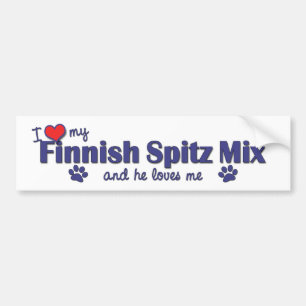 Adesivo Para Carro Eu amo minha mistura finlandesa do Spitz (o cão