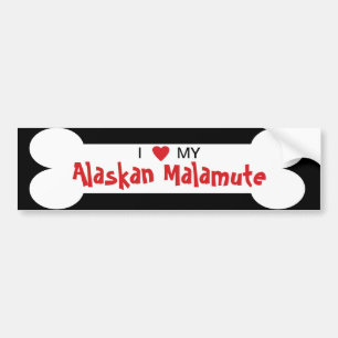Adesivo Para Carro Eu amo minha raça do cão do Malamute do Alasca
