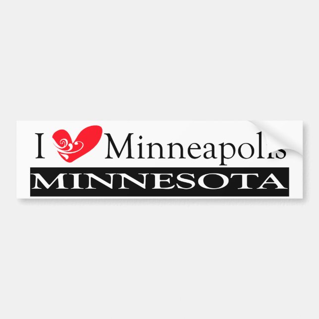 Adesivo Para Carro Eu Amo Minneapolis Minnesota (Frente)