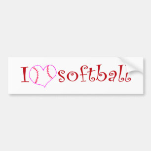 Adesivo Para Carro Eu amo o softball
