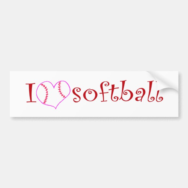 Adesivo Para Carro Eu amo o softball (Frente)