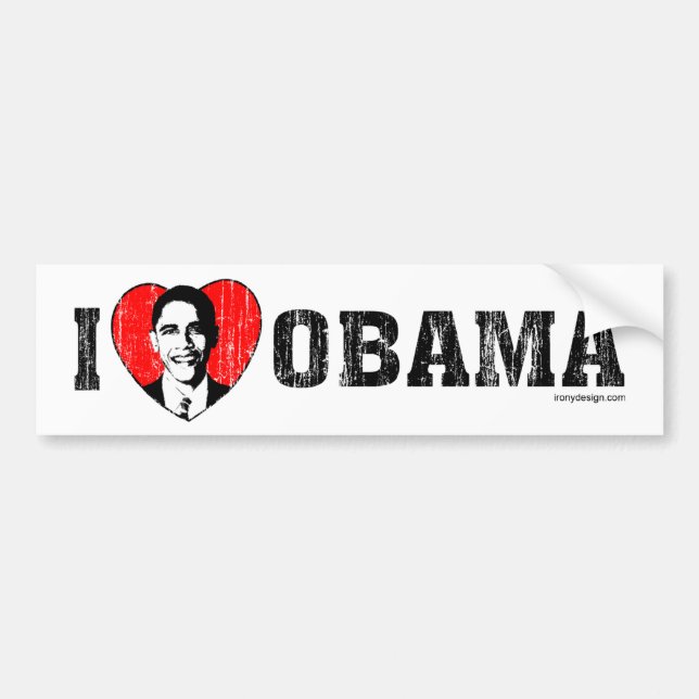 Adesivo Para Carro Eu Amo Obama Bumper Stickers (Frente)