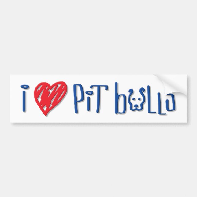 Adesivo Para Carro Eu amo pitbull (Frente)