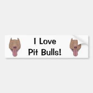 Adesivo Para Carro Eu amo pitbull! - Retrato de sorriso do pitbull