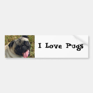 Adesivo Para Carro Eu amo Pugs