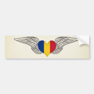 Adesivo Para Carro Eu amo Romania - asas