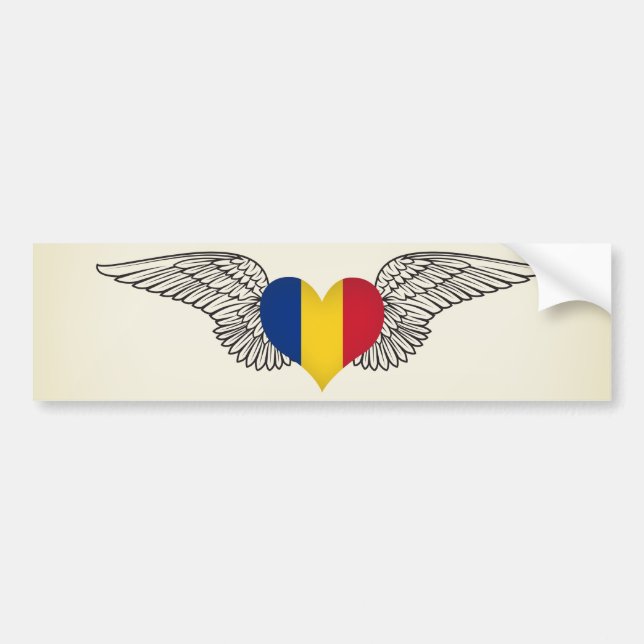 Adesivo Para Carro Eu amo Romania - asas (Frente)