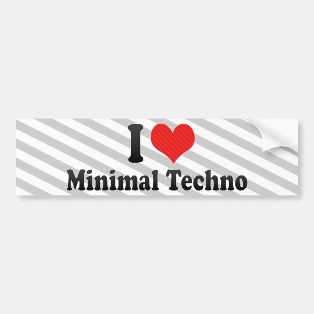 Adesivo Para Carro Eu amo Techno mínimo (Frente)
